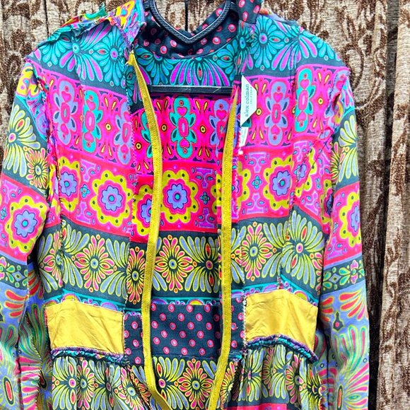 Alex Colman Dress 60s 70s Mod Hippie Psychedelic Vintage Maxi High Neck EUC - Picture 9 of 12